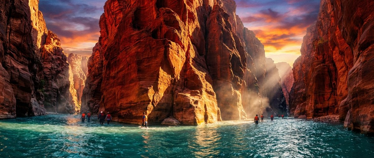 Wadi Mujib canyon and water trail Jordan