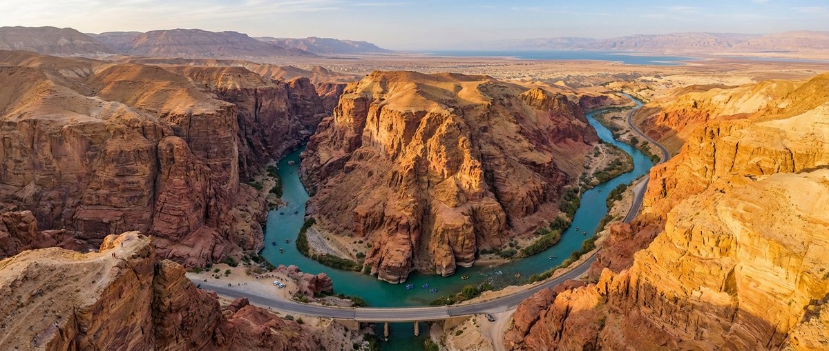 Wadi Mujib canyon and biosphere reserve Jordan